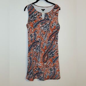 Ann Taylor Paisley Sleeveless Dress Orange and Black Size 10